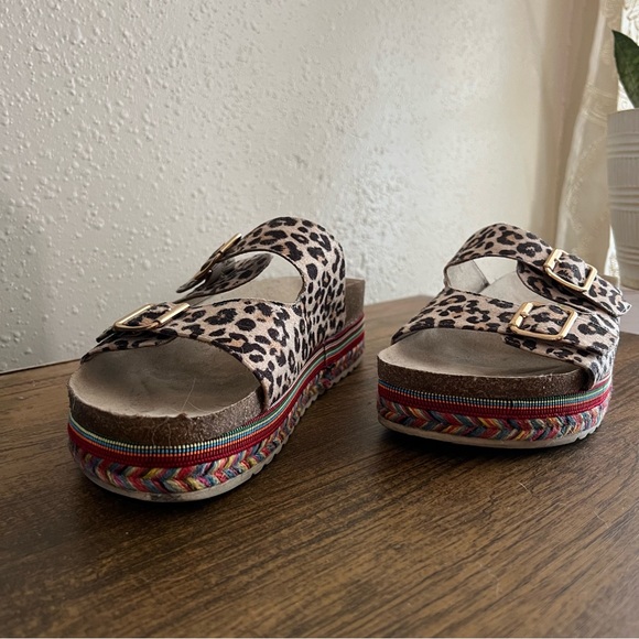 SEVEN DIALS Women's Beverlyn Sandal Slide- Leopard Print Double Buckle Platform - Picture 7 of 8